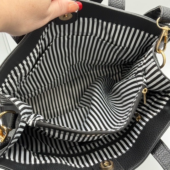 Alexis Bendel Black Faux Pebbled Leather Tote & Crossbody - Like New! - Picture 11 of 16